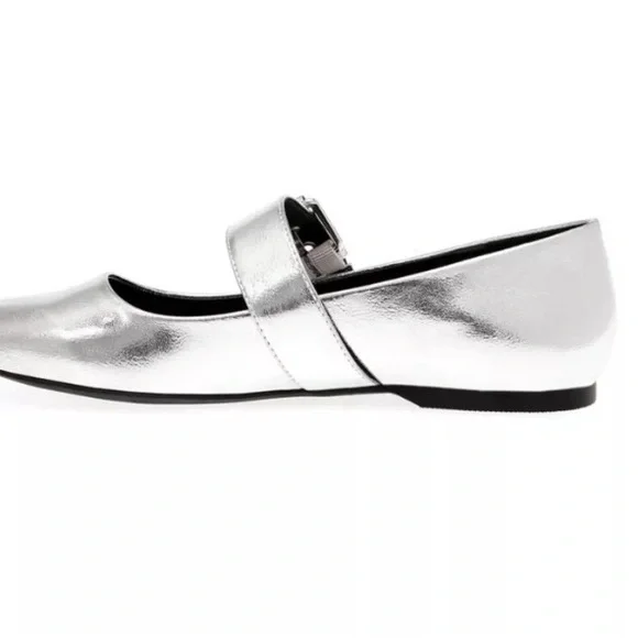 Dolce Vita Silver Flats with Buckle - Picture 2 of 5